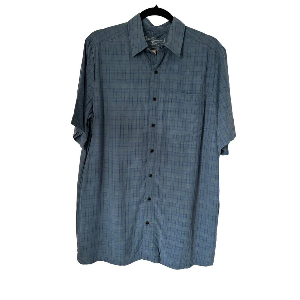 5.11 Men's Tactical Series Shirt Size S Covert Cadet‎ Plaid Short Sleeve Snap Up